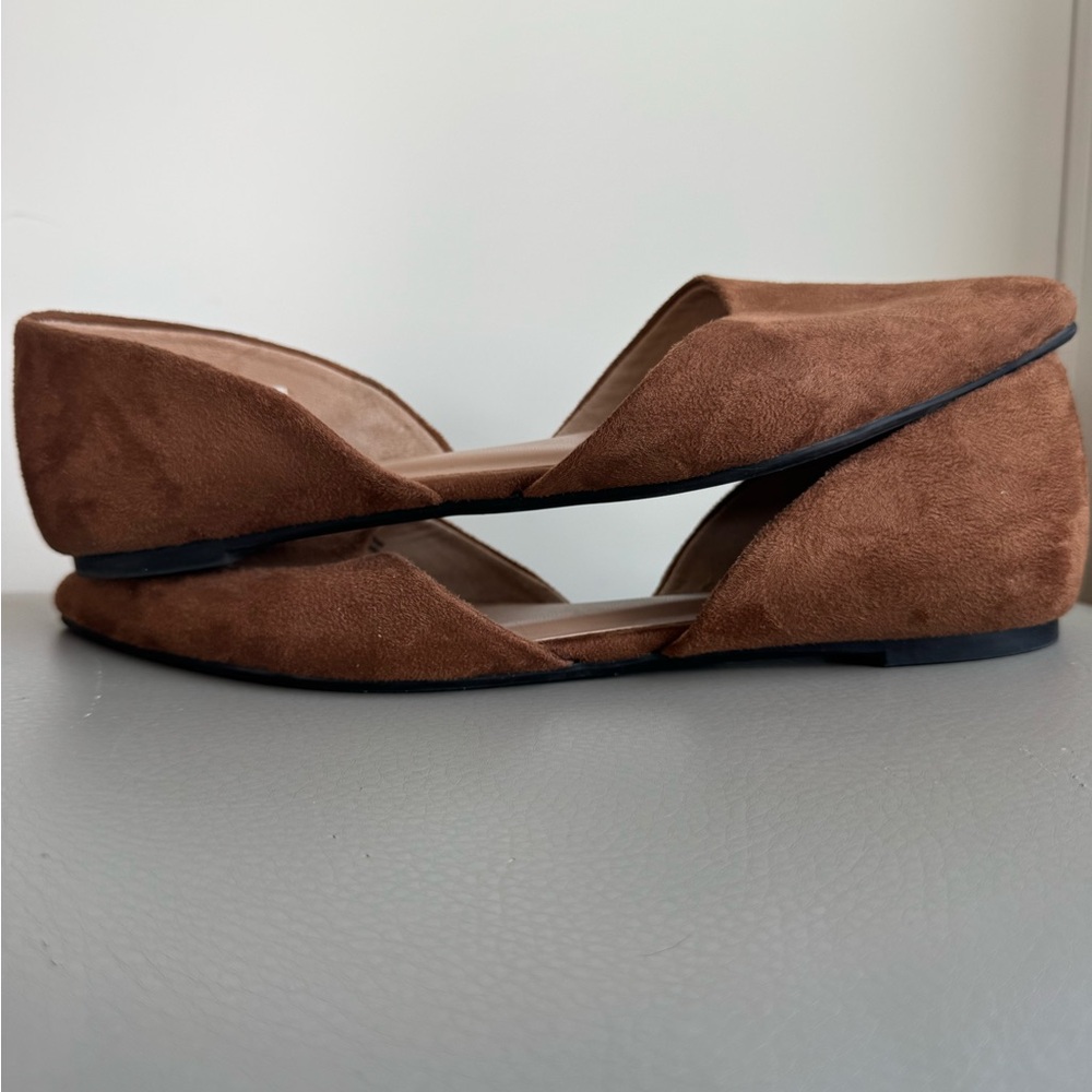 A New Day Julie Brown Faux Suede Ballet Flats with Side Cutout - Picture 4 of 7